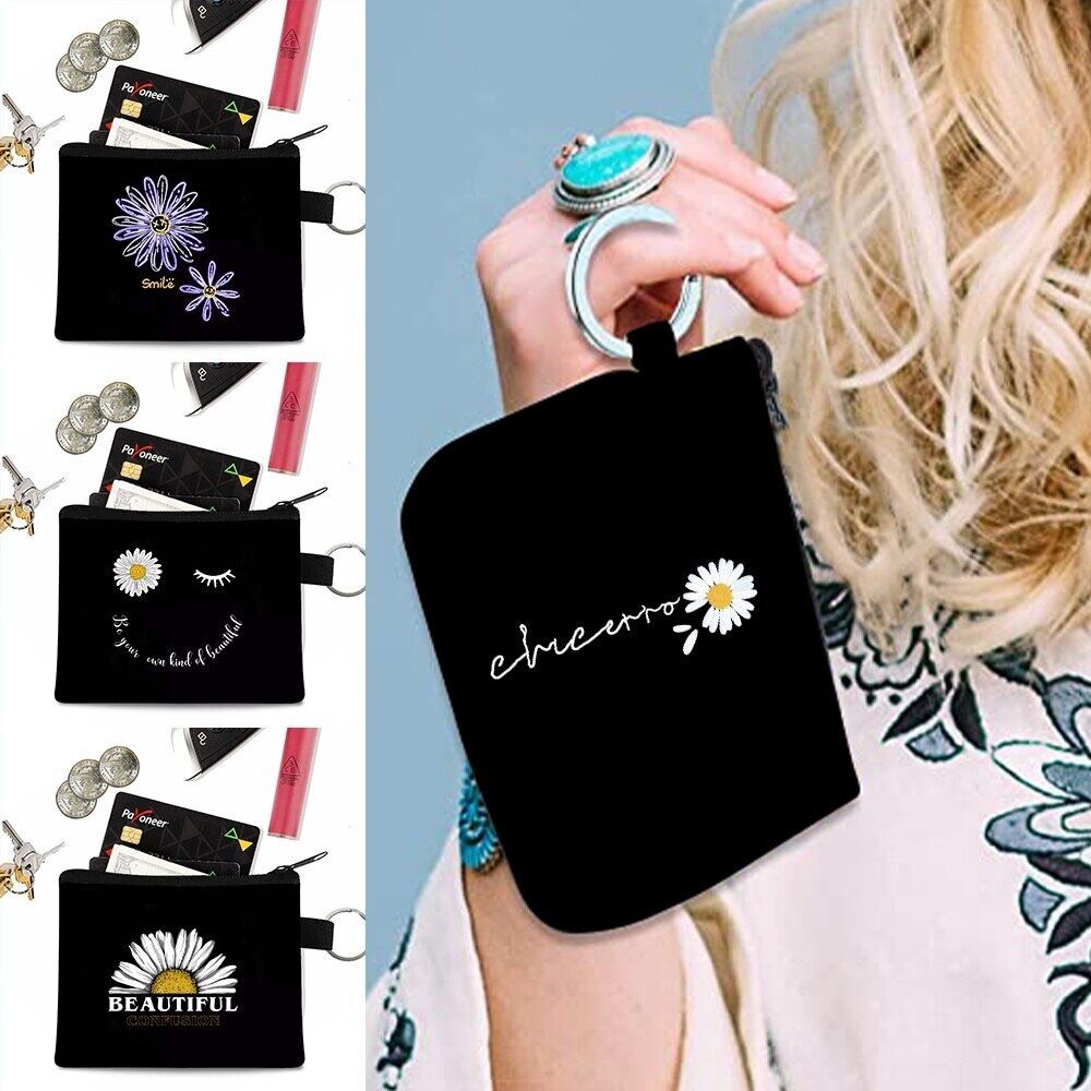 Coin Purse Women’s Key Bag Card Holder Organizer Pouch Clutches Mini Canvas Wallet Handbag Daisy Pri