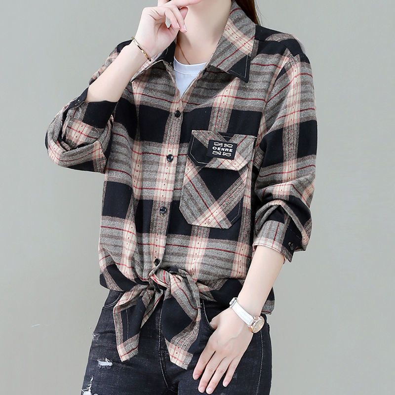 Áo Sơ Mi Dáng Rộng Họa Tiết Kẻ Sọc Thời Trang Xuân Thu Mới 2023