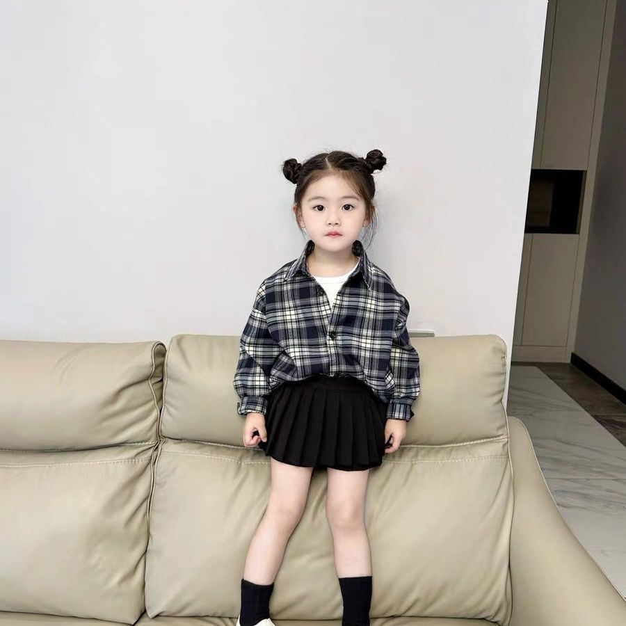 Áo Khoác Sơ Mi Dáng Dài Phong Cách Hàn Quốc Thời Trang Mùa Thu 2023 Cho Bé Gái
