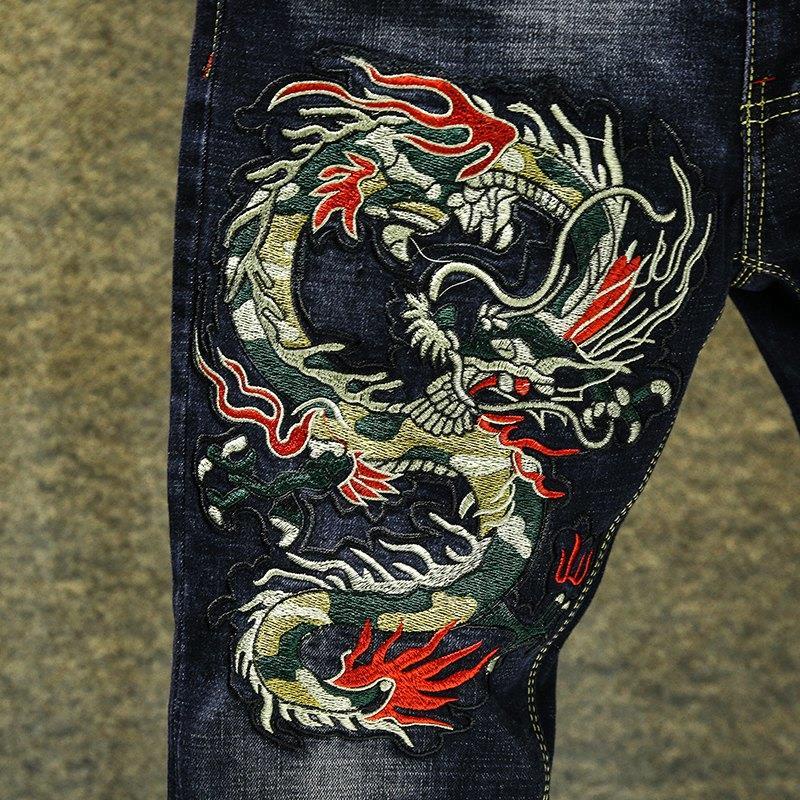 Quần jeans Thêu Hình Rồng Trung Hoa Co Giãn Mẫu Mới 2021 Thời Trang Xuân Thu Cho Nam