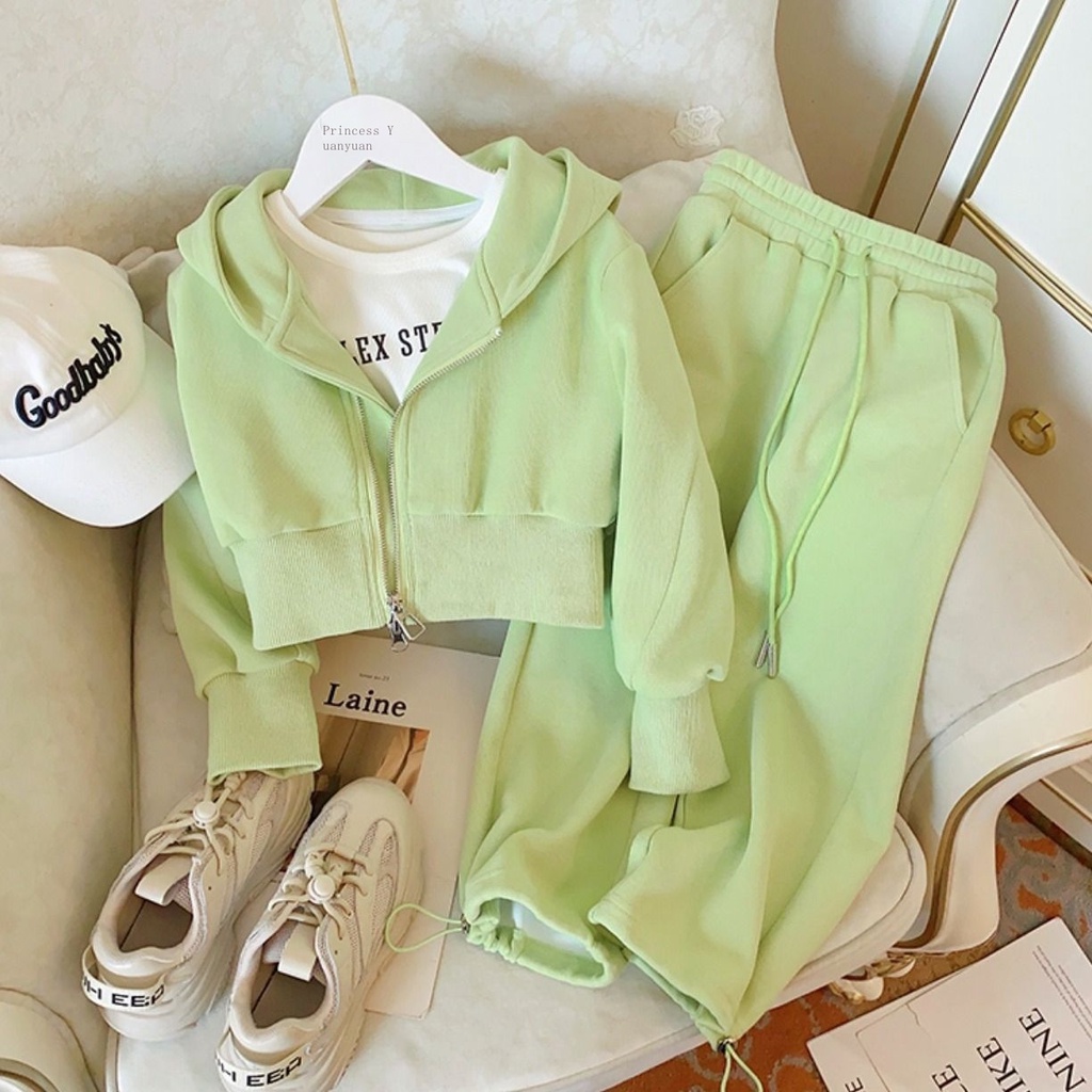 Bộ Đồ Thể Thao Áo Hoodie + Quần Dài Phong Cách Thời Trang Xuân Thu Mới 2023 Dành Cho Bé Gái