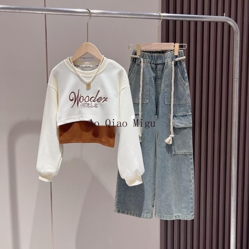 Bộ Đồ Thời Trang Xuân Thu 2023 Phong Cách Phương Tây Kích Thước Vừa Và Lớn Cho Bé Gái