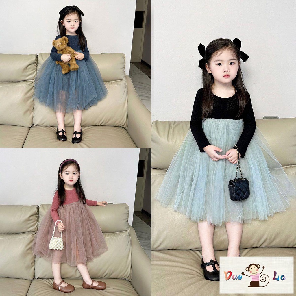 Đầm Công Chúa Tay Dài Vải Gạc Mềm Mại Phong Cách Phương Tây Thời Trang Mùa Thu Cho Bé Gái