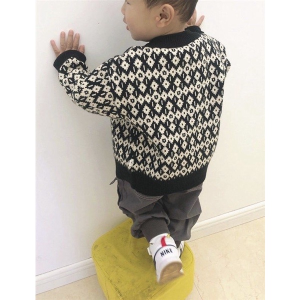 Áo Khoác Cardigan Dệt Kim Tay Dài Thời Trang Xuân Thu Cho Bé Trai