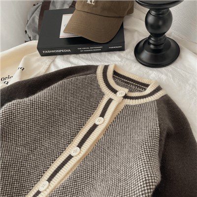 Áo Khoác cardigan Dệt Kim Màu Sắc Tương Phản Phong Cách Hàn Quốc Cho Bé