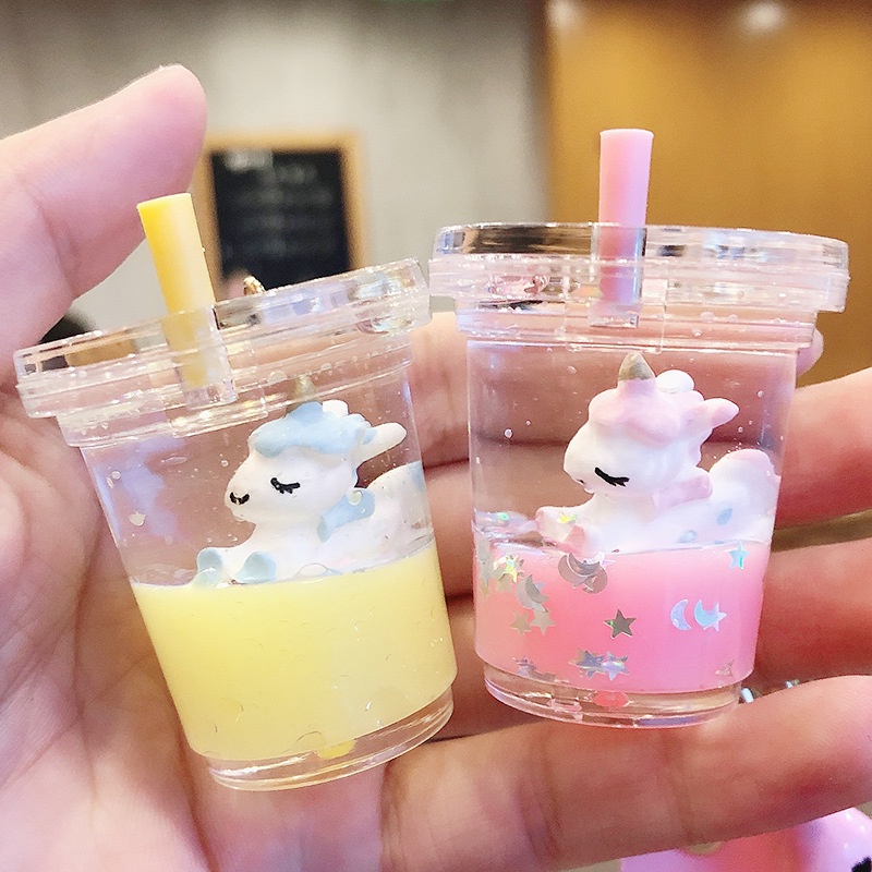 Móc Khóa Hình Ly Trà Sữa Kỳ Lân Dễ Thương Sáng Tạo