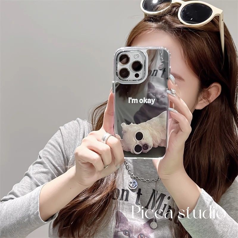 Ốp Điện Thoại Tráng Gương Hình Chú Chó Đeo Kính Mát Cho Iphone 15 14 13promax 12xs xr78p