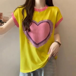 Áo thun nữ dáng rộng thời trang Pháp 2024 Áo thun ngắn tay hai mảnh giảm tuổi thời trang hợp thời trang♥3.4