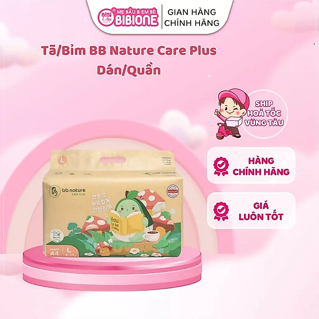 Tã Bỉm BB NATURE CARE PLUS Mẫu Mới size NB/S/M/L/XL/XXL/3XL/4XL