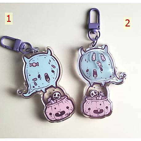 Trick r Treat Ghost- Shaker charm keychain -Creepy cute Halloween