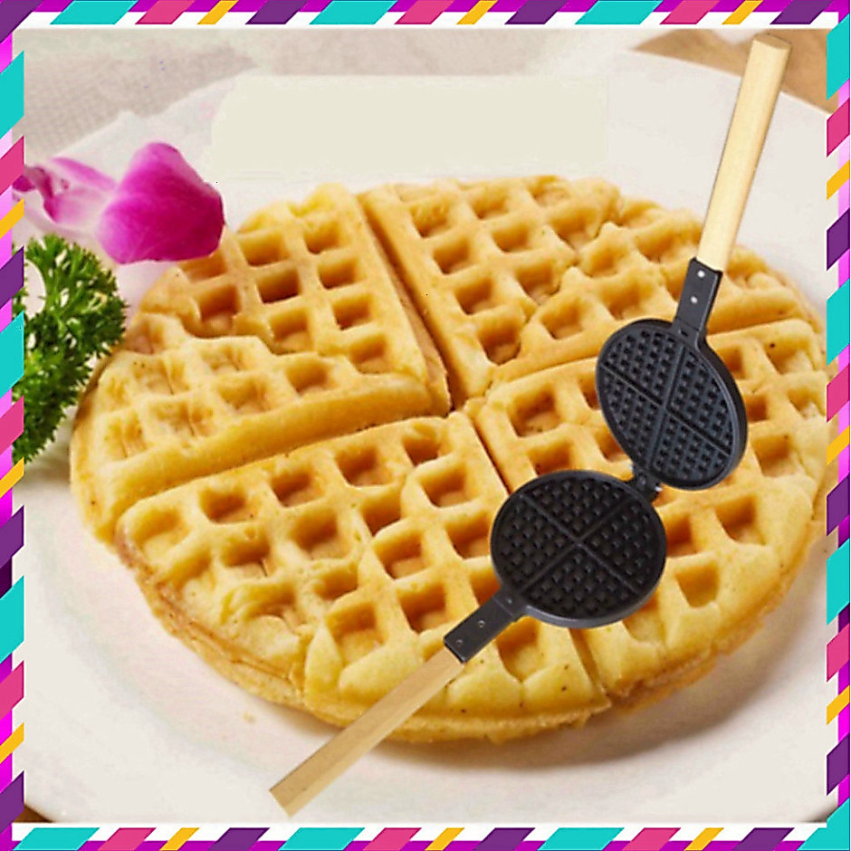 Chảo Khuôn Làm Bánh Bông Lan Kẹp Waffle Maker Nướng lên bếp Khuôn Làm Bánh Waffle Maker Chống Dính