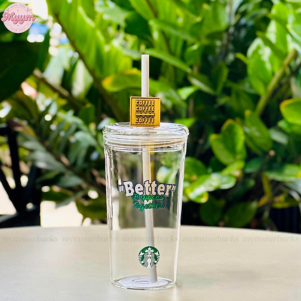 [𝗔𝘂𝘁𝗵𝗲𝗻𝘁𝗶𝗰] LY THỦY TINH 19.8OZ (585ML) STARBUCKS DENIM GLASS COFFEE TOPPER