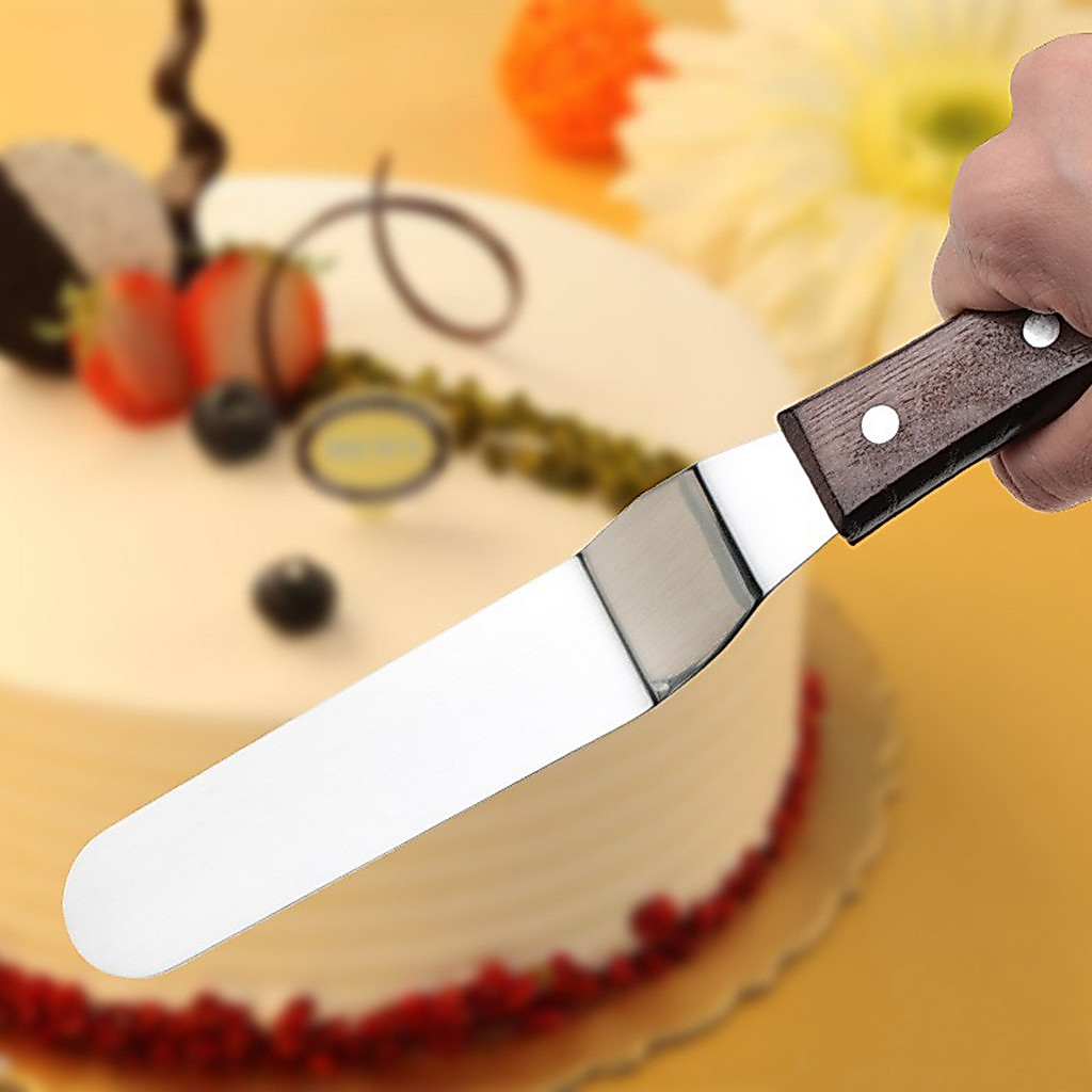 Offset Thìa Icing Spatula Set 4 "6" 8 "10" Thìa làm bánh bằng thép không gỉ chuyên nghiệp Thìa làm m