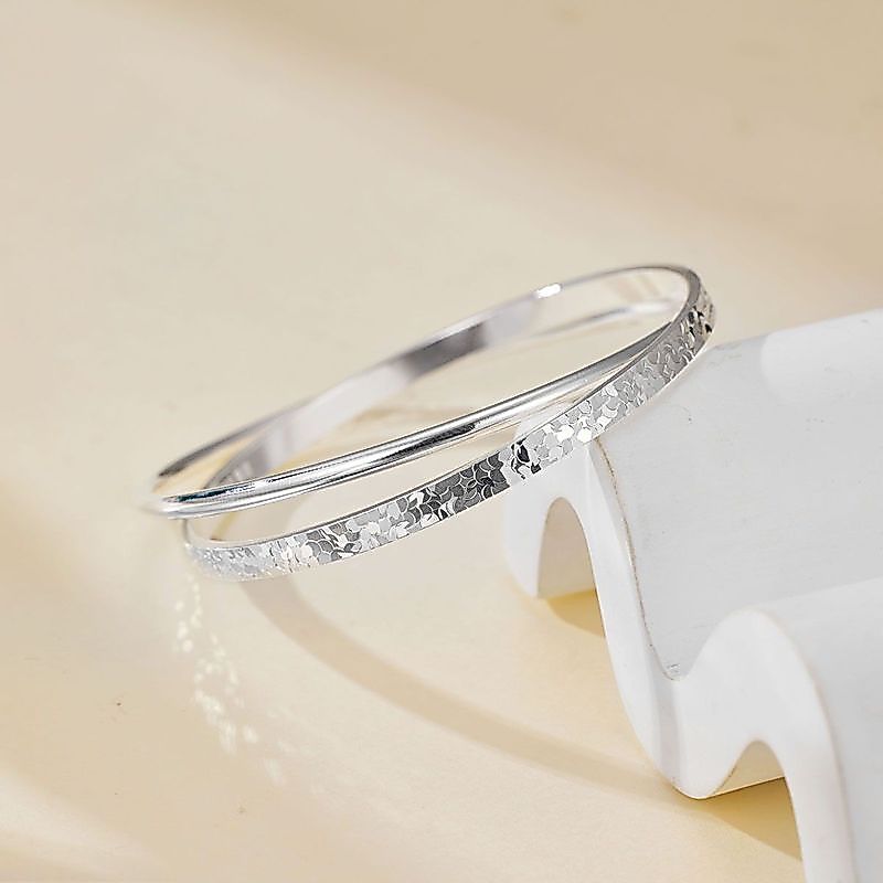 Mạ điện 999 Sterling Bạc Đôi Nhẫn Nghiền Đá Bạc Vòng Tay Nữ Chắc Chắn Đóng Vòng Tay Tính Khí Quà Tặn
