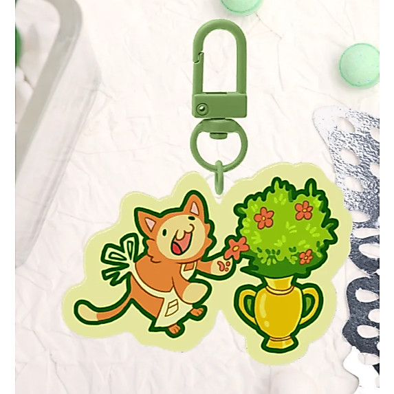 Florist Cat Clear Acrylic Keychains