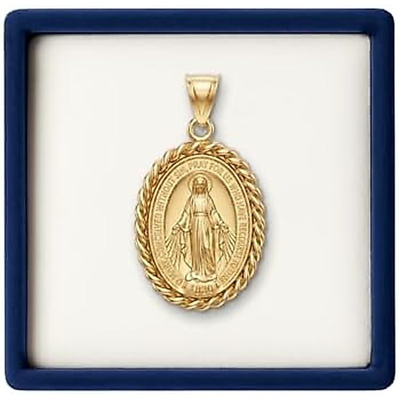 Huy chương thần kỳ Cross + Crown Premium vàng 14K Virgin Mary dành cho nữ & Nam, Mặt dây chuyền Đức 