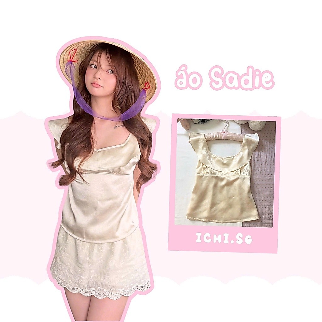 Sadie top - áo lụa cổ bèo - ICHI.SG