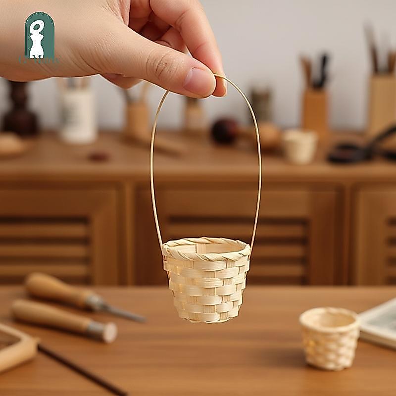 Gmarty 10 Giỏ Mini Dệt Tre, Trang Trí Lưu Trữ Hoa Dệt Tay KL