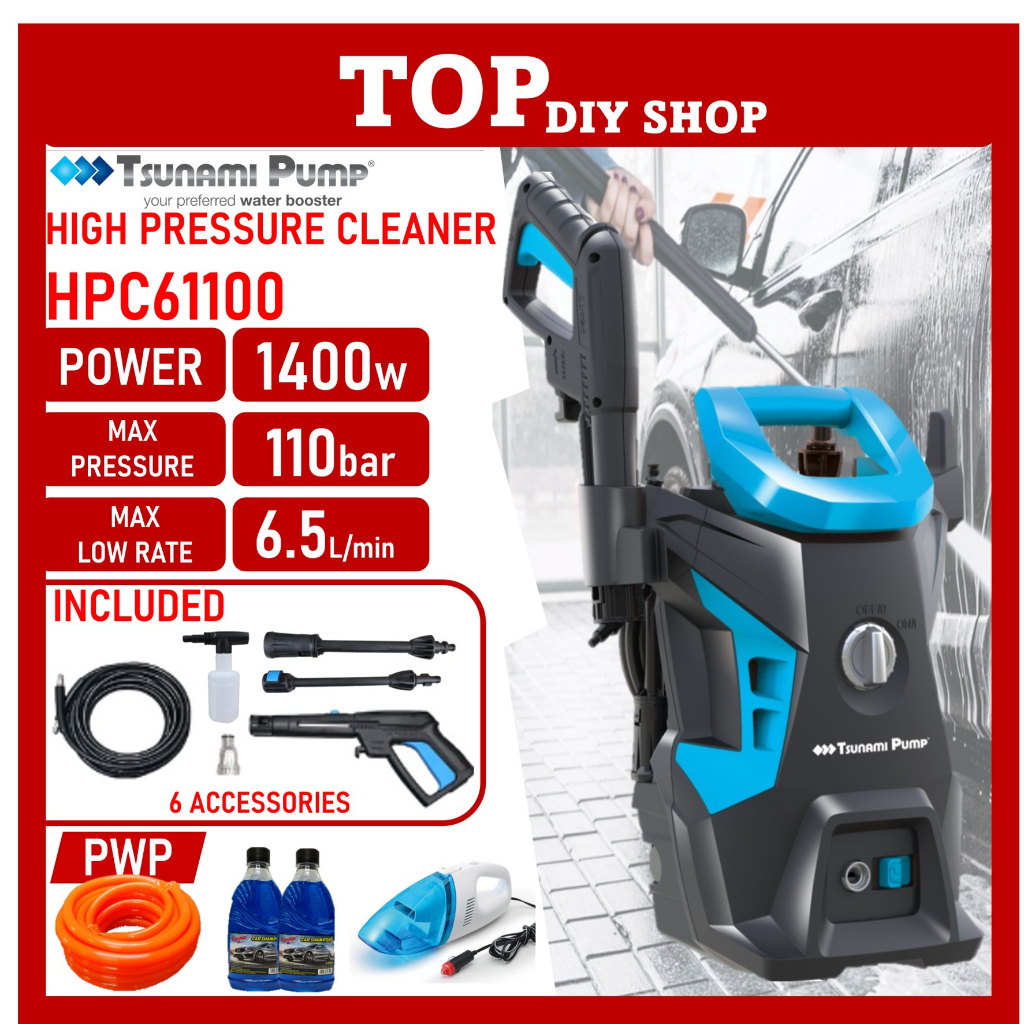 Tsunami Water Jet HPC6110 1400W Water Jet High Pressure Water Jet Car Wash Pressure Washer Power Jet Mesin Cuci Kereta
