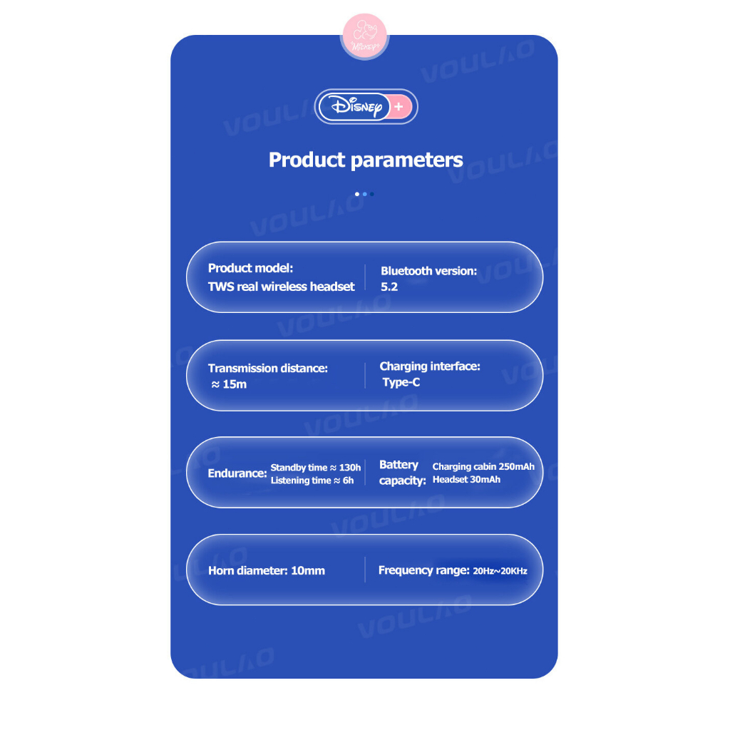 Tai Nghe Bluetooth 5.2 Không Dây Âm Thanh HIFI 9D Chống Nước Có Mic Disney FX-951B