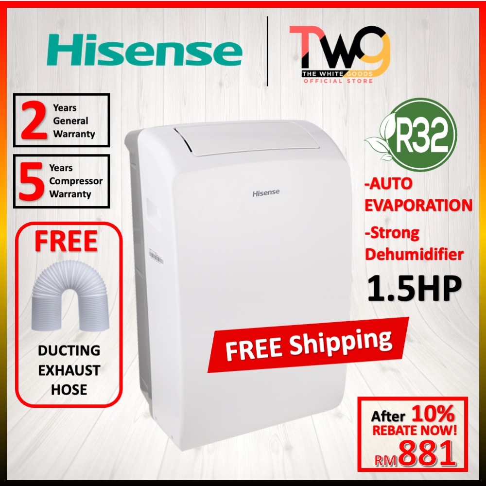 [FREE SHIPPING] Hisense 1.0HP / 1.5HP R32 Portable Air Conditioner  AP12NXG AP09KVG1 冷气机
