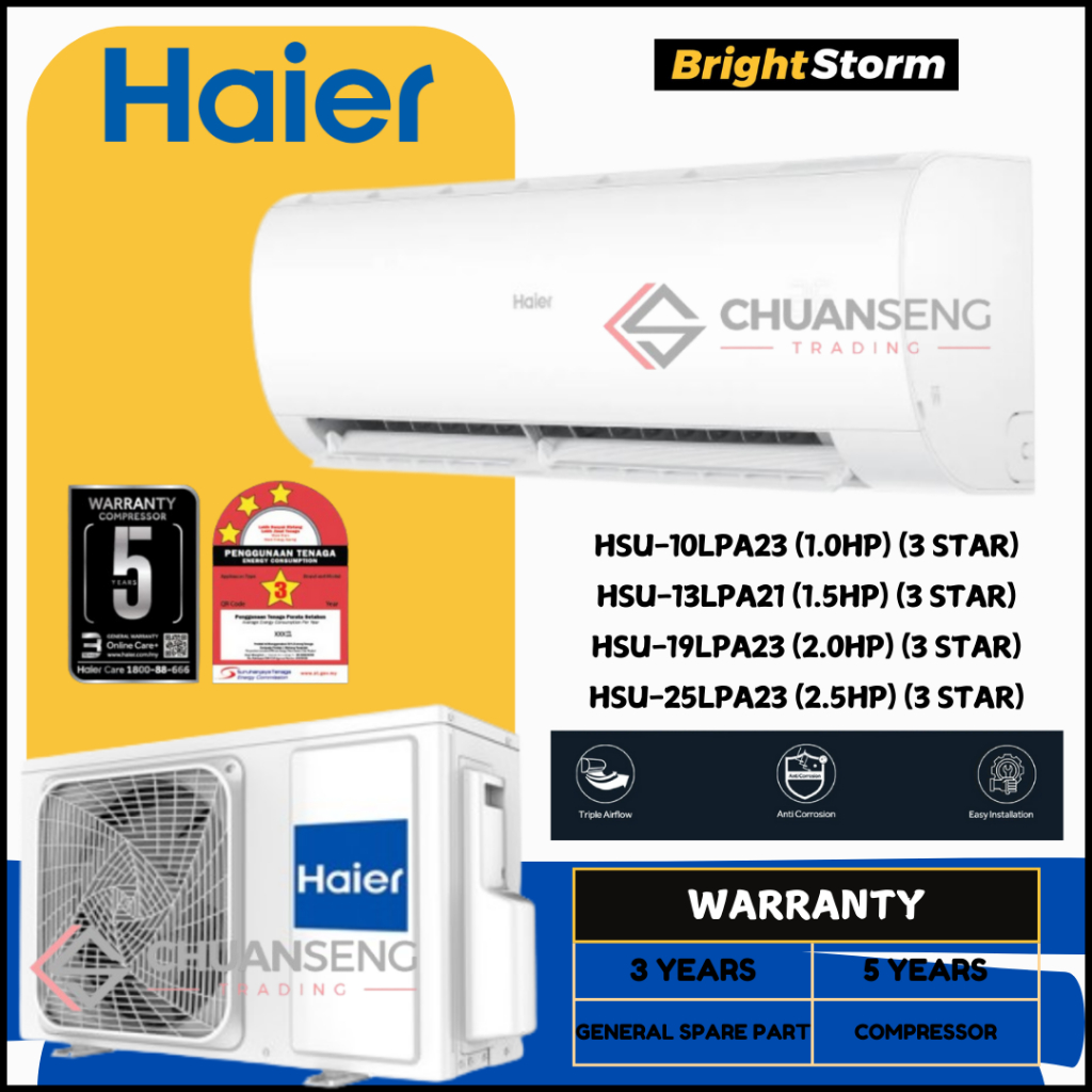 HAIER LPA R32 Air-Conditioner Non Inverter Series (1.0HP/1.5HP/2.0HP/2.5HP)
