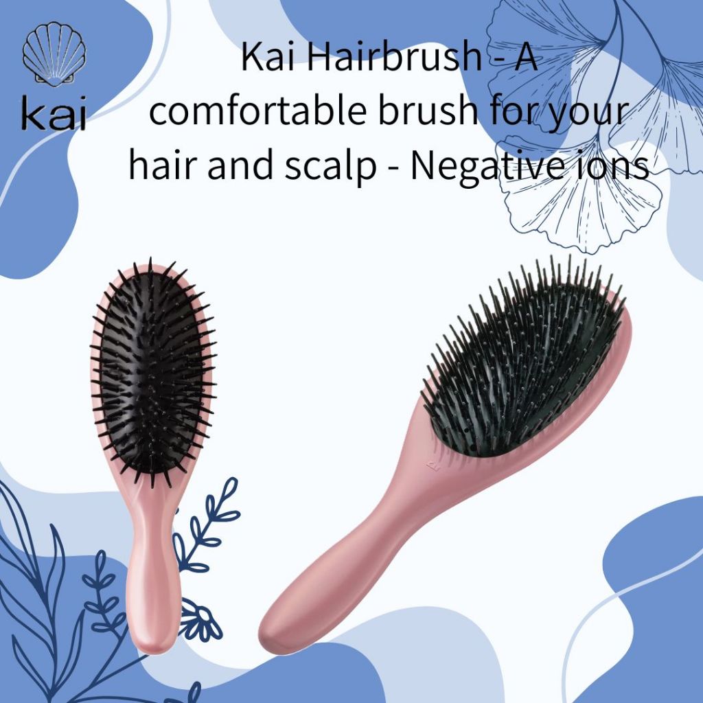 Kai Hairbrush, gentle on hair and scalp, cushion brush, negative ions