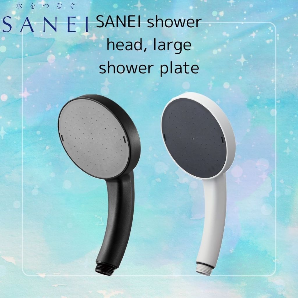 SANEI Shower Head, Large Shower Plate, Made in Japan, Plenty of Water, Black, PS350-80XA-D