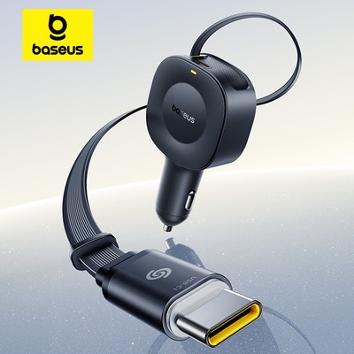 Bộ sạc ô tô Baseus PrimeTrip VR2 C + C 30W  có cáp có thể thu vào