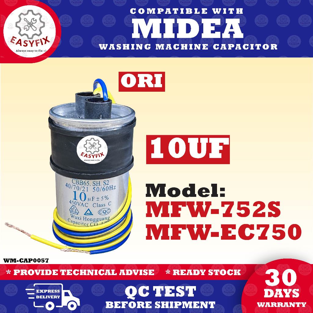/ MFW-EC750 TƯƠNG THÍCH MFW-752S VỚI 10UF 450V SPIN RỬA Máy Giặt CAPACITOR MIDEA Mlz3 /