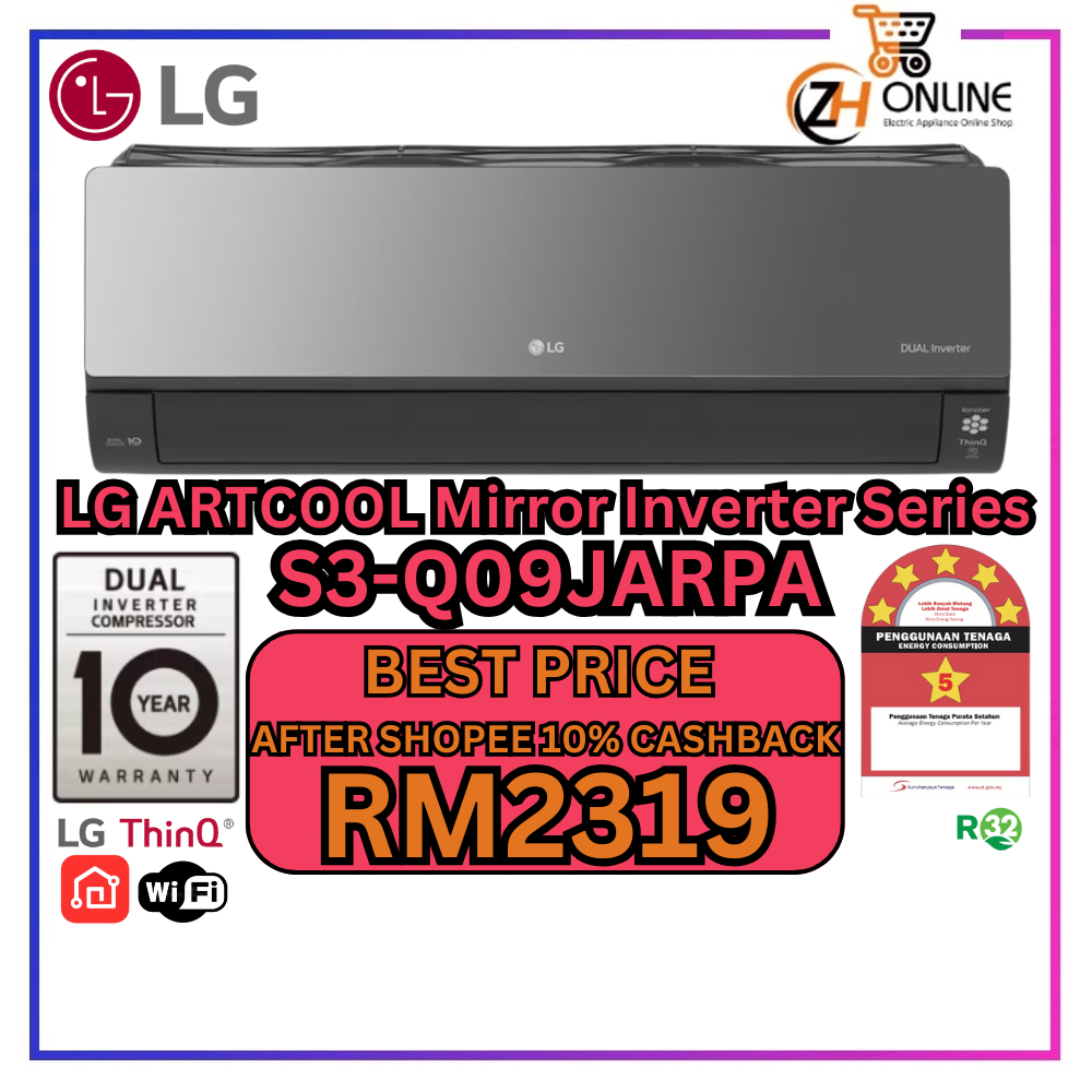 LG 1.0HP-2.5HP 5 Star Premium Inverter Aircond ARTCOOL/DUALCOOL/TURBOCOOL Non-Inverter R32 Series