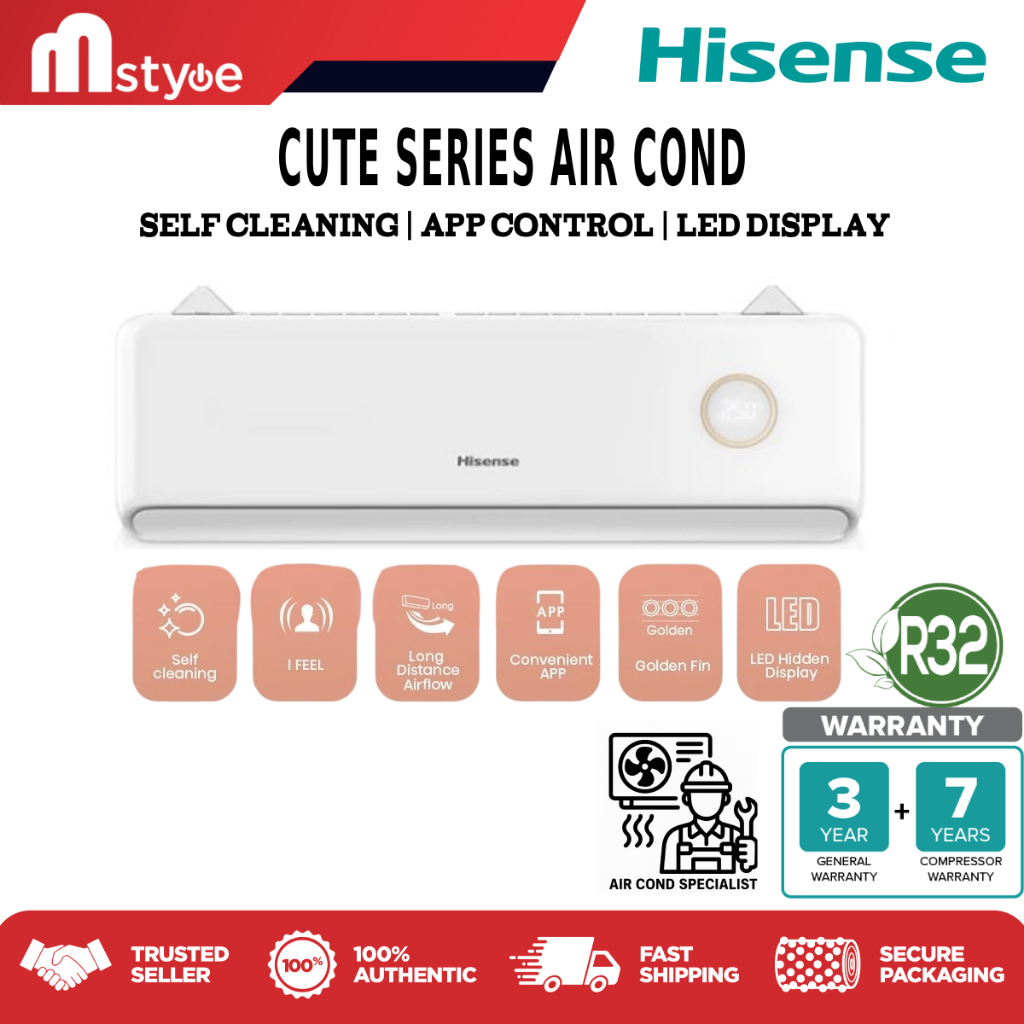 [Installation] Hisense 1.5 HP R32 Inverter AC (AI‑Series & Cute Kitten Series) – 4★/5★ Energy, Wi‑Fi + AI Smart