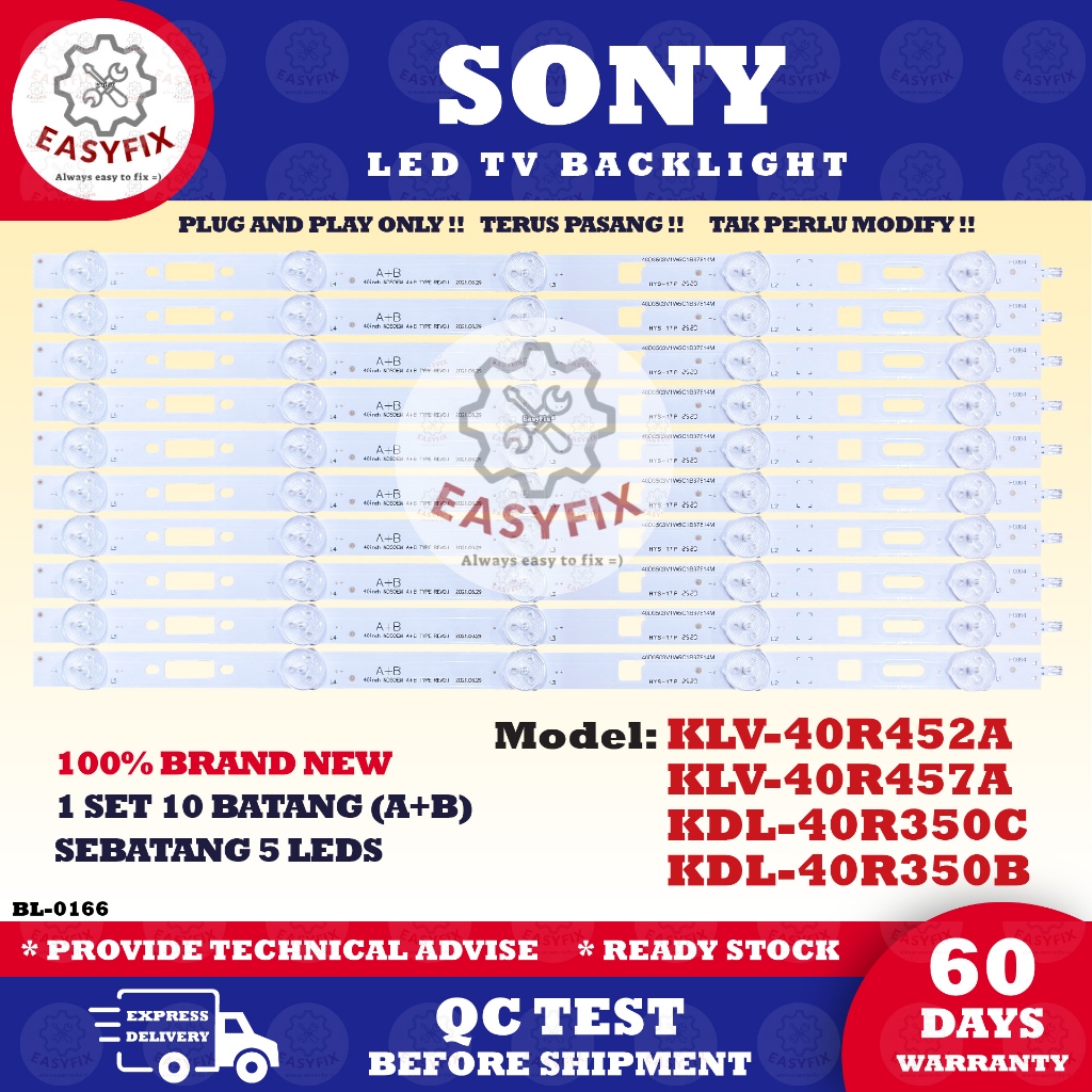 KLV-40R457A / KLV-40R452A KDL-40R350C KDL-40R350B SONY 40 INCH LED BACK (ĐÈN TV) KLV-40R452 KLV-40R4