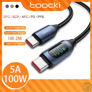 Cáp sạc nhanh toocki pd 100w type c sang type c 5a usb c có đèn led hiển thị cho điện thoại android / máy tính bảng / pc