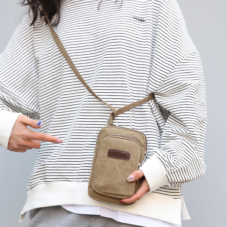 Túi Đeo Vai Đựng Điện Thoại mini Bằng Vải Bạt Thời Trang Hàng Mới Dành Cho Nam Và Nữ zc247