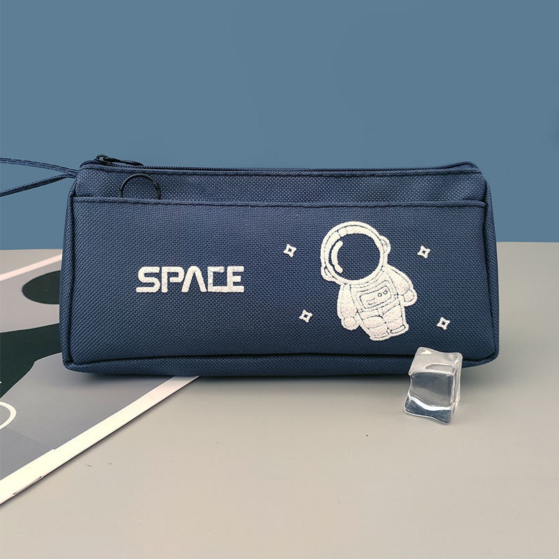 Túi Đựng Bút Hai Lớp Sức Chứa Lớn In Hình Phi Hành Gia Hoạt Hình Đơn Giản Cho Học Sinh Trung Học Nam Nữ