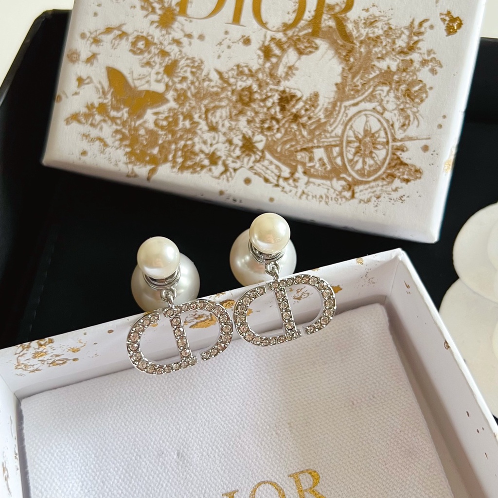 Bông Tai Mạ Bạc 925 Đính Ngọc Trai Kim Cương Giả Đơn Giản Thời Trang Năm 2023