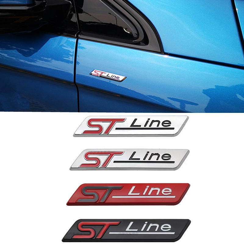 1 Miếng Dán Đề Can 3D Bằng Kim Loại Crom Màu Đen / Bạc / Đỏ ST-line ST line Trang Trí Xe Hơi Ford Focus ST Mondeo