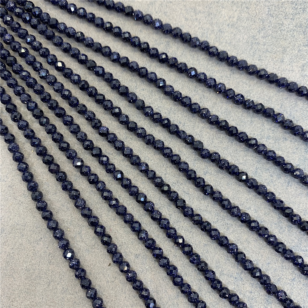 Chuỗi Hạt Đá Tự Nhiên Màu Xanh Dương Kích Cỡ Nhỏ 2 / 3 / 4mm