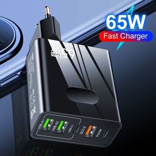 Củ Sạc Nhanh 65W Cổng Type C 2PD + 3 Cổng USB Cho Điện Thoại Android