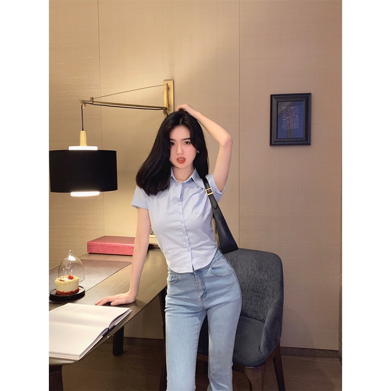 Cocory vn Áo Crop top Nữ Tay Ngắn Ôm Dáng Đơn Giản Dễ Phối Đồ