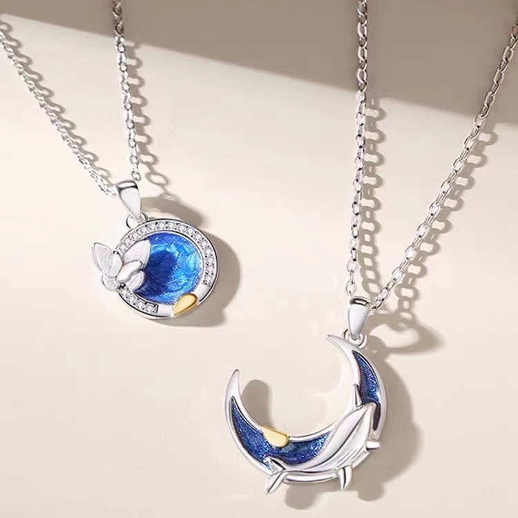 Hàng Mới Về Mới Dây Chuyền Mặt Hình Cá Voi / Bướm / Cá Voi Thời Trang Cho Cặp Đôi