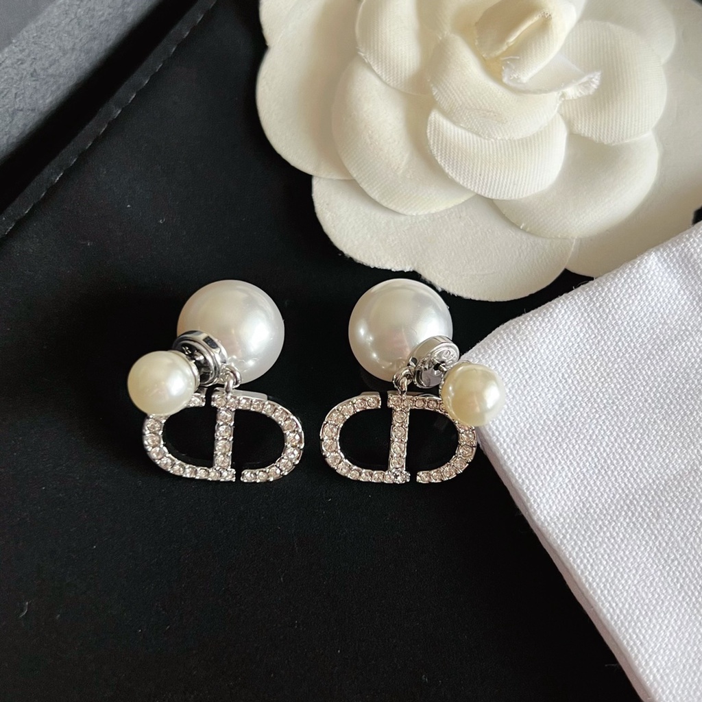 Bông Tai Mạ Bạc 925 Đính Ngọc Trai Kim Cương Giả Đơn Giản Thời Trang Năm 2023