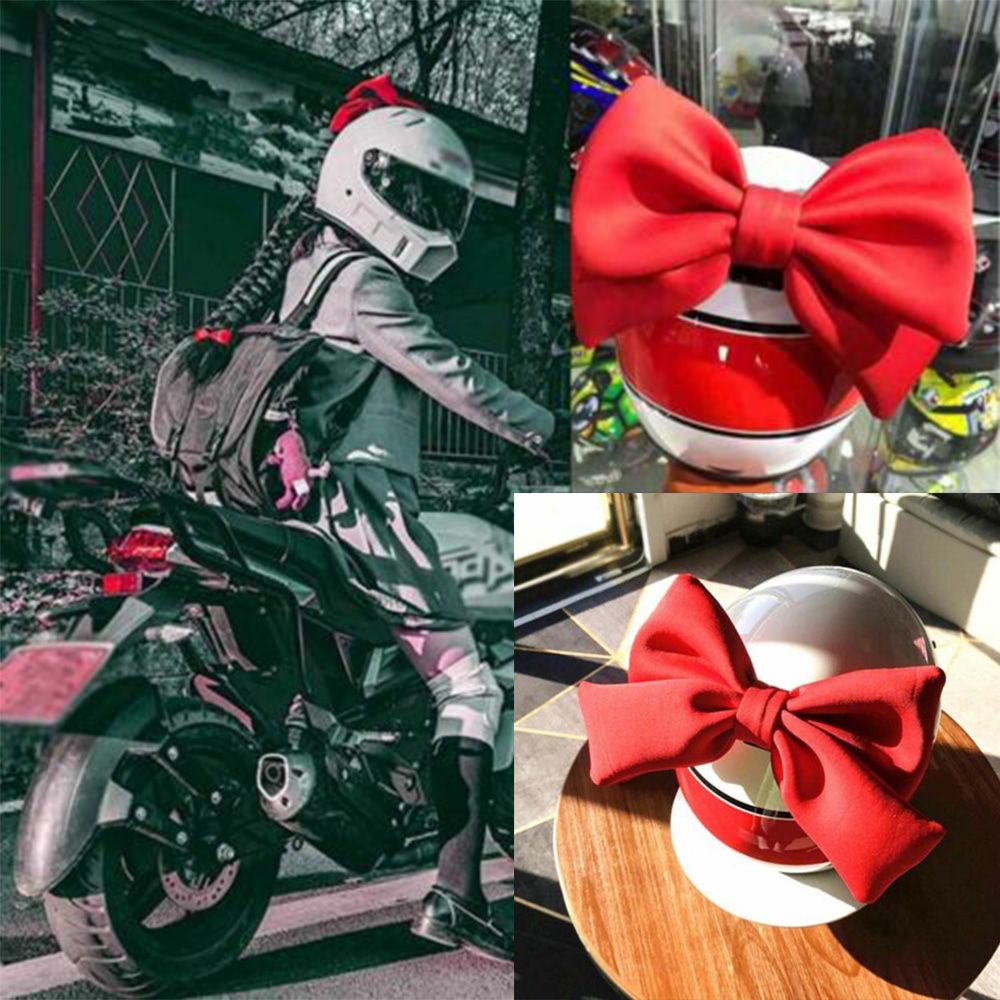 Mũ Bảo Hiểm cotton Đính Nơ ronxmor Biến Hình Trang Trí Mũ Bảo Hiểm Xe Máy Điện