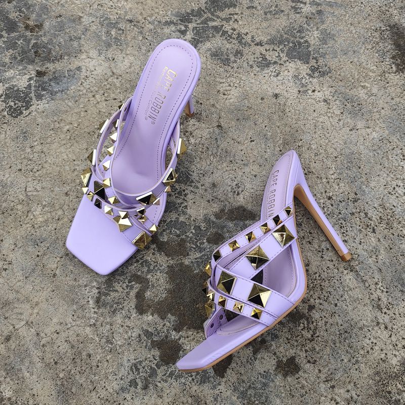 Dép Cao Gót Mũi Vuông Thiết Kế Quyến Rũ Thời Trang Theo Phong Cách Hoa Kỳ Cho Nữ