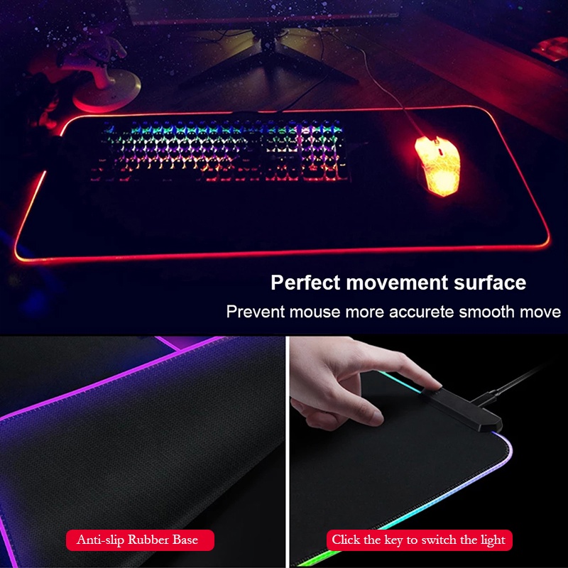 Lót chuột LED RGB,Miếng Lót Chuột Màu cỡ lớn chơi game，tăng độ nhạy cho chuột máy tính chống trượt siêu bền siêu đẹp