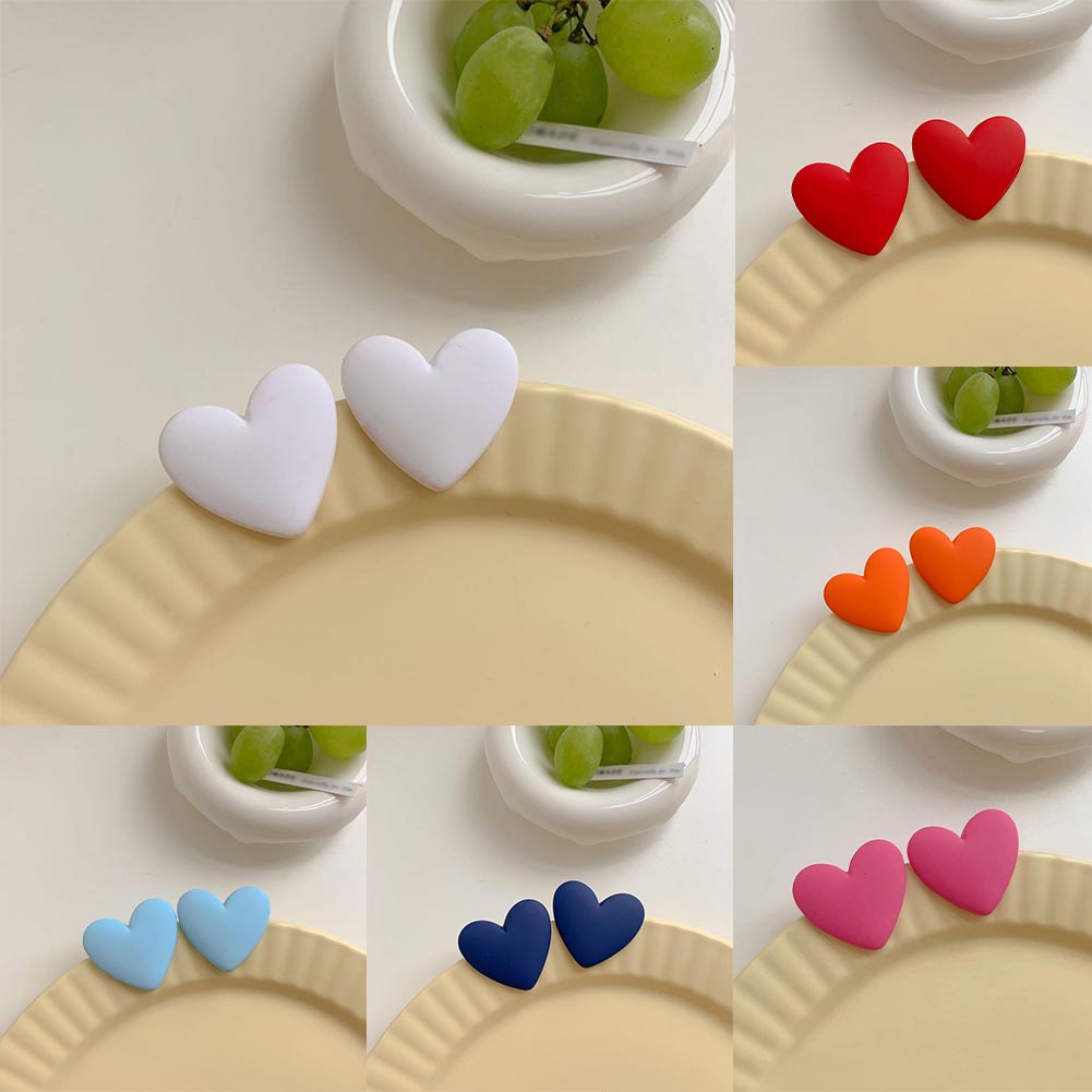 Khuyên Tai Acrylic Hình Trái Tim Màu Sắc Macaron Xinh Xắn