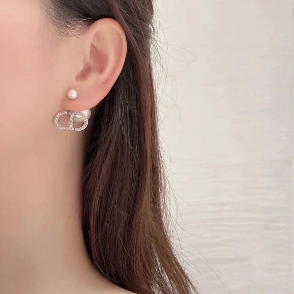 Bông Tai Mạ Bạc 925 Đính Ngọc Trai Kim Cương Giả Đơn Giản Thời Trang Năm 2023