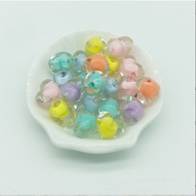 Bộ 20 Hạt Acrylic Trong Suốt Hình Trái Tim Dùng Làm Vòng Tay / Dây Buộc Tóc diy