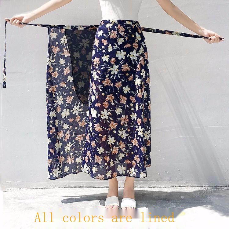 Chân Váy Voan Dài In Họa Tiết Hoa Xẻ Tà Quyến Rũ Thời Trang Đi Biển